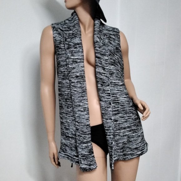 NEW Gap Black White Gray Marbled Top Open Front Cardigan Sweater Size M Medium - Picture 1 of 14
